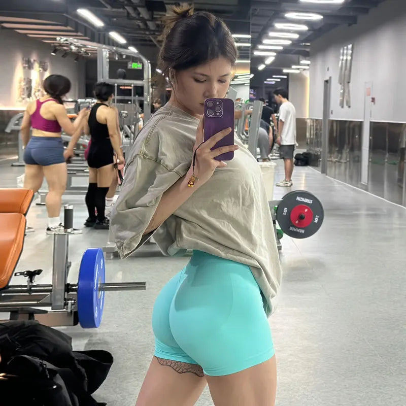Women's Low-Rise Yoga Pants Three-quarter Length Shorts Tummy Control Workout Leggings Gym Fitness Running Seamless Tights