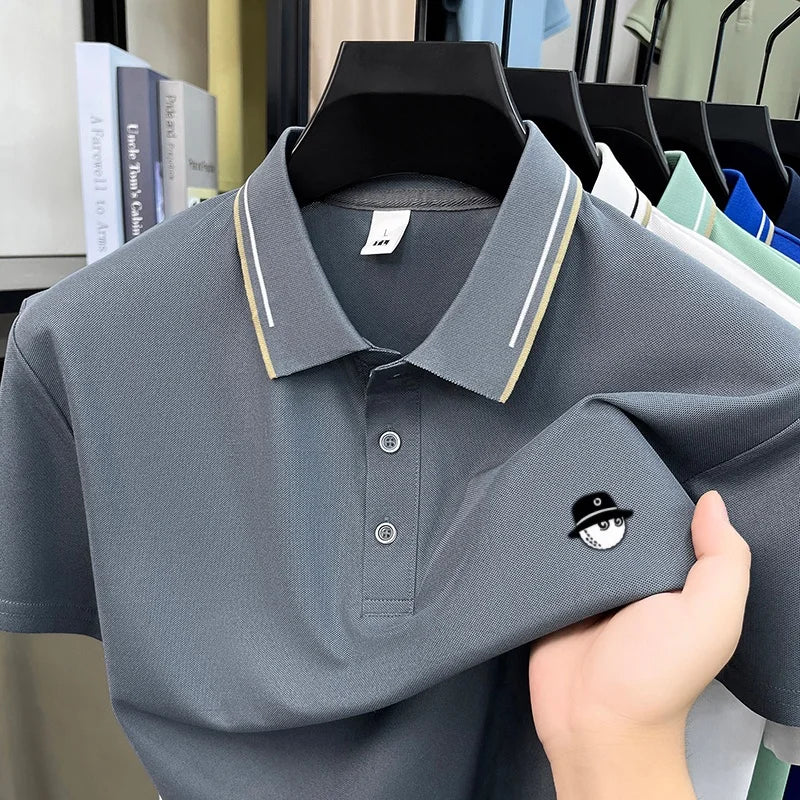 Summer hot item exquisite brand design embroidered breathable short top personalized mens daily versatile comfortable polo shirt