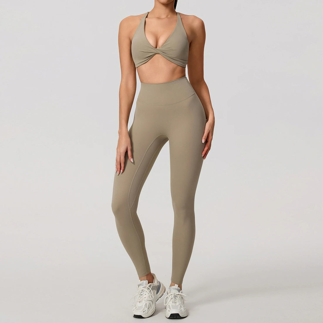 New Summer 2Pcs Women's Quick-Dry Sports Set V-Shaped Bra Female Sleeveless Yoga Outfit Gym Two-Piece Woman Sport Clothes - ATFH