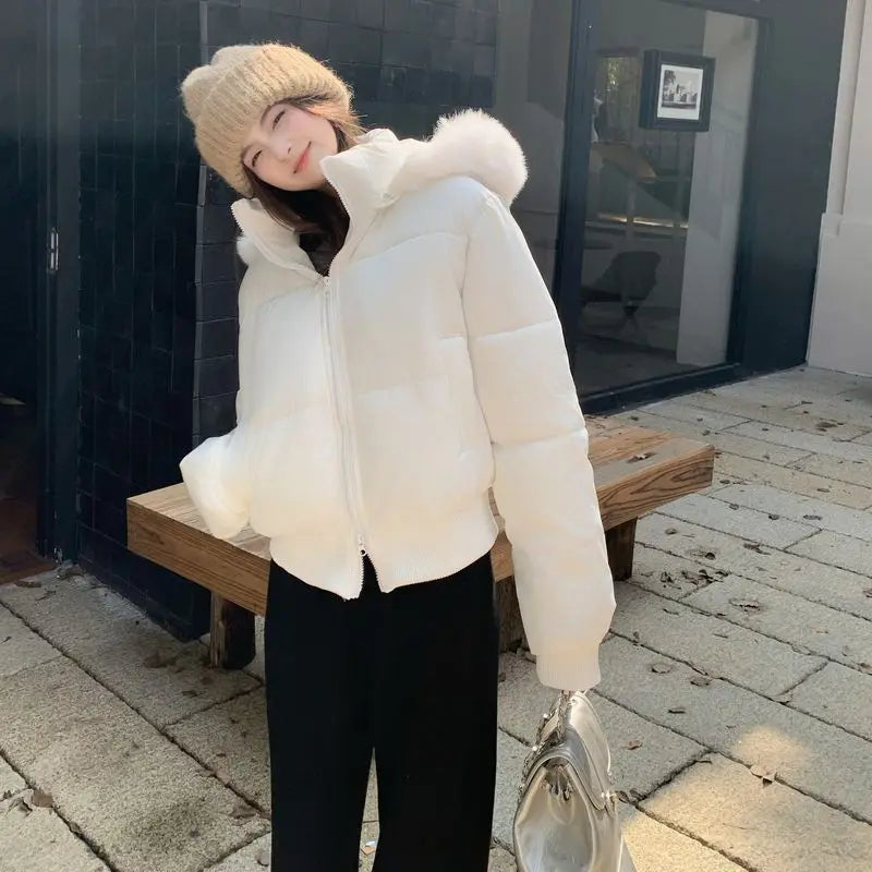 Women's Short Cotton Jacket Winter New Style, Waist-cinched Thickened Cotton Coat, Petite Bread Jacket ATFH
