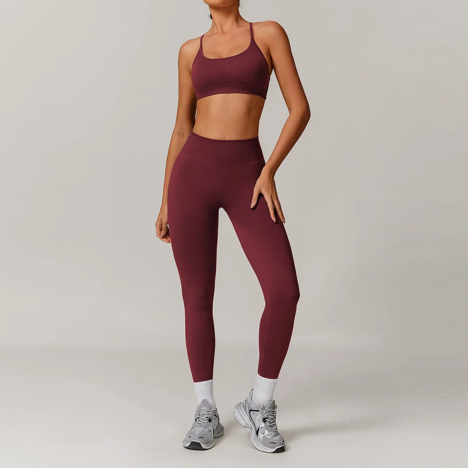 Yoga Set 2/3PCS Gym Clothes Sportswear Yoga Suits For Women Long Sleeve Crop Top Fitness Set Tracksuits Sports Bra Gym Leggings - ATFH