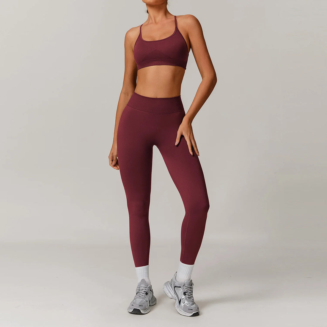 Yoga Set 2/3PCS Gym Clothes Sportswear Yoga Suits For Women Long Sleeve Crop Top Fitness Set Tracksuits Sports Bra Gym Leggings - ATFH