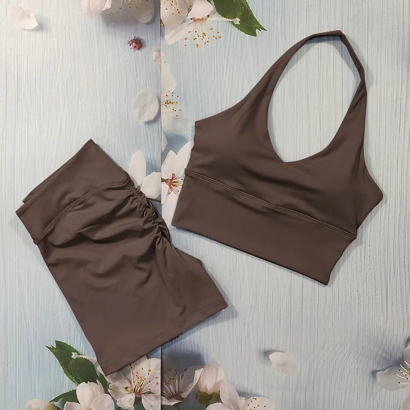 Scrunch Sports Suit Women's Yoga Set Gym Wear Sexy Sports Bras and Flared Leggings Sets Fitness Outfits Female Workout Clothes ATFH