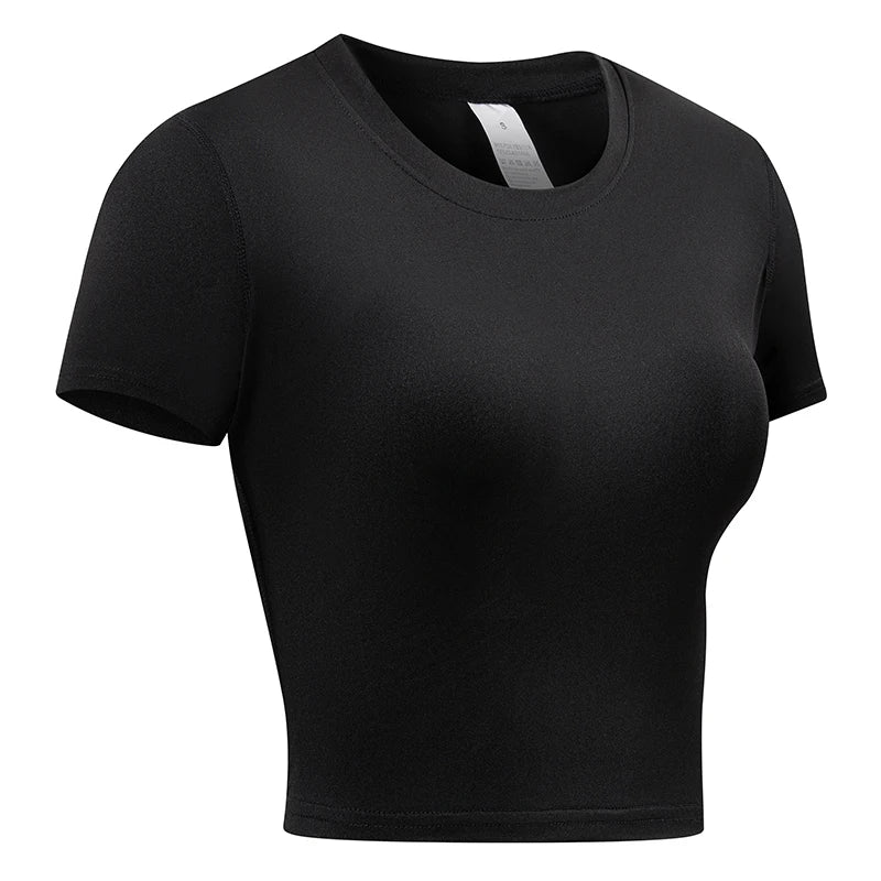 Women's Compression Shirt Short Sleeve Athletic Yoga Running T-Shirt Summer Gym Workout Quick Dry Stretchy Tees Tops Baselayer - ATFH