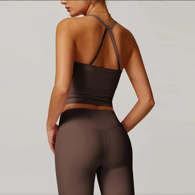 Nude Feel Fitness Suit Sports Set Women's Tracksuit Sexy Yoga Outfits Gym Sportswear Legging And Underwear Workout Clothes Woman - ATFH