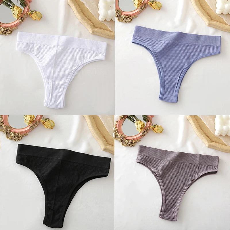 FINETOO 4PCS/Set Seamless Women Pantys High Waist Briefs Solid Color Brazilian Panties Girls Sexy Underpants For Women Lingerie
