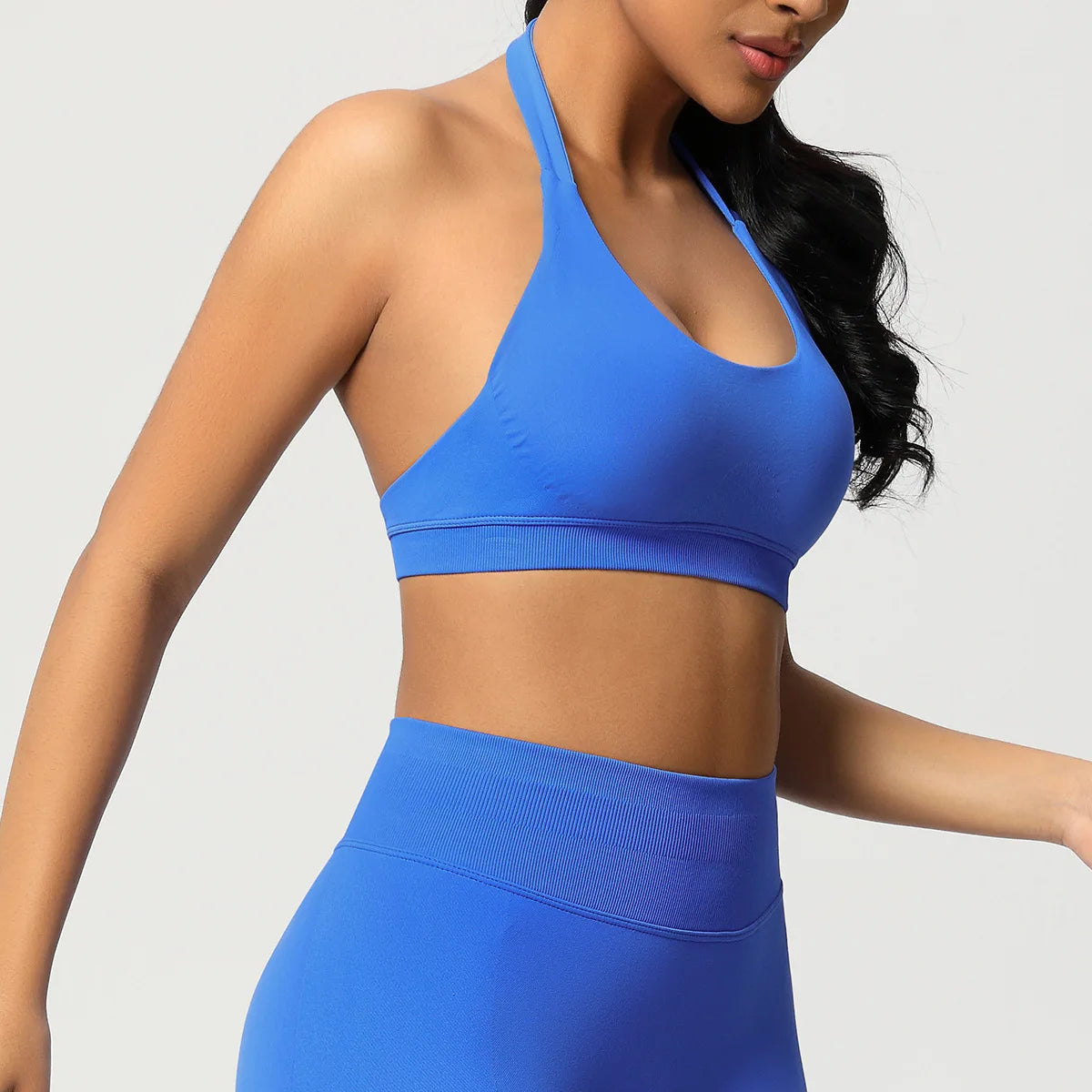 New Sports Bra Women Shockproof Seamless Halter Top High Support Push-up Open Back Gym Wear Fitness Yoga Workout Underwear - ATFH