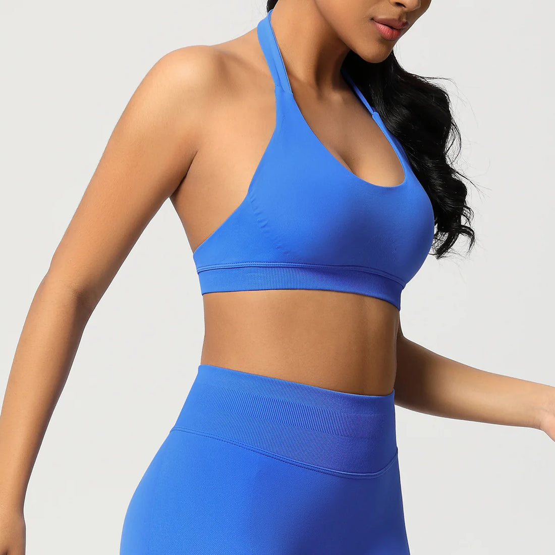 New Sports Bra Women Shockproof Seamless Halter Top High Support Push-up Open Back Gym Wear Fitness Yoga Workout Underwear - ATFH