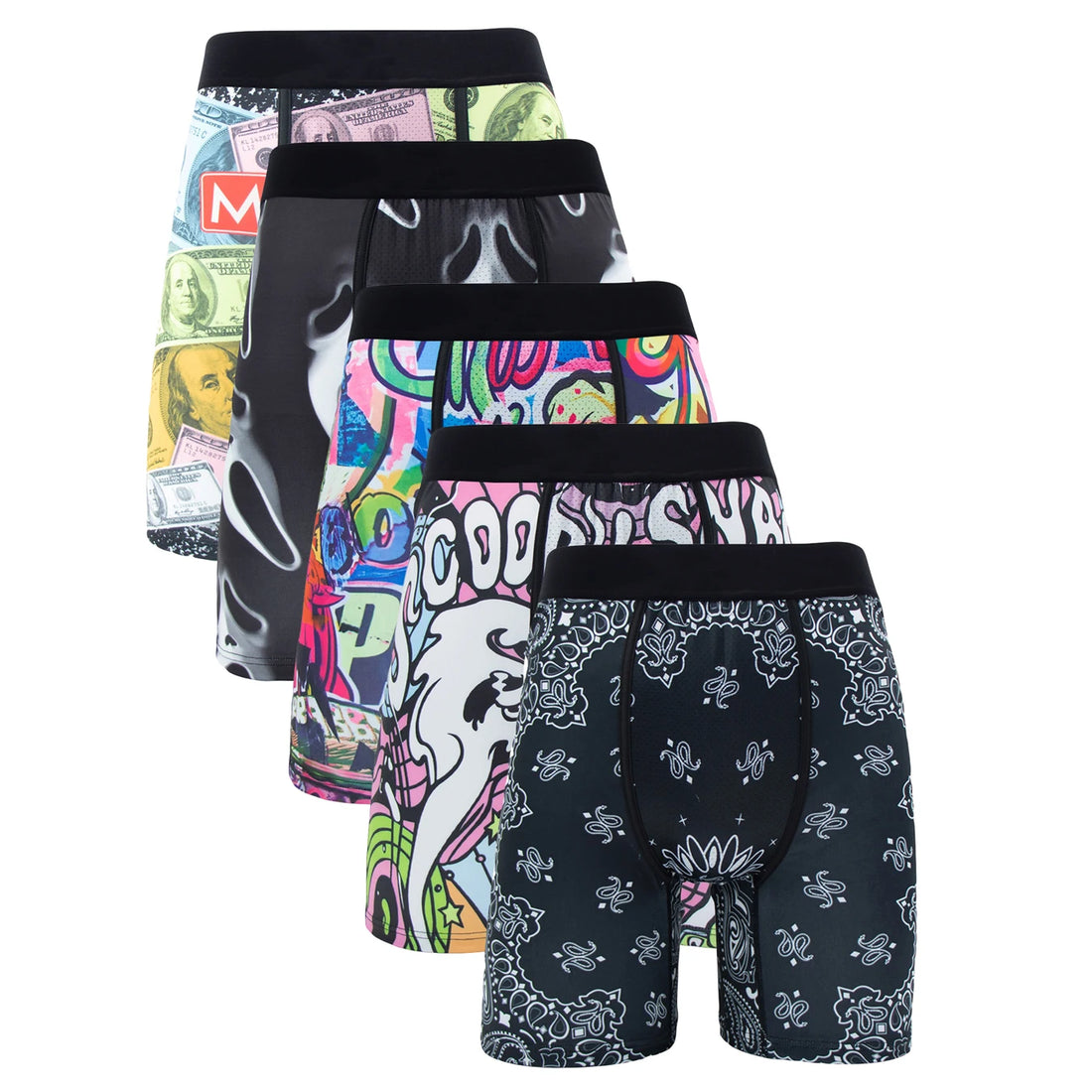 5Pcs Sexy Men's Panties Set Summer Breathable Men Underwear Boxers Fashion Print Underpants Male Plus Size Man Boxers Trunks