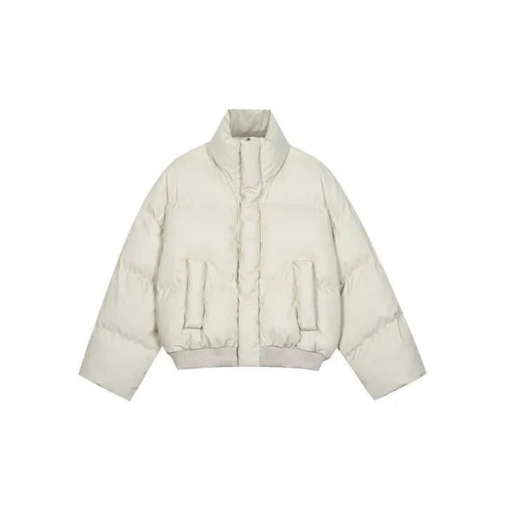 New 2025 Winter Women's Fashion Oversized Black Puffer Jacket Casual Windproof Stand Collar Short Cotton Down Coat for Women ATFH
