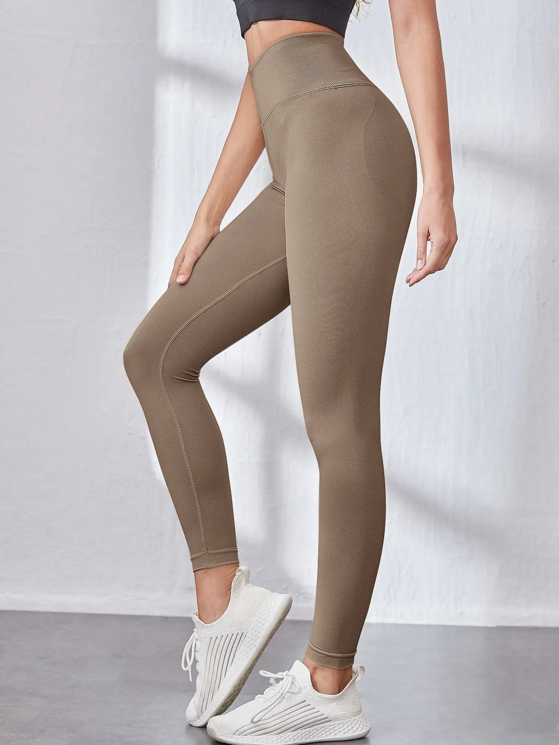 Women's High-Waisted Soft Yoga Pants Solid Color High Elastic Fashion Seasonal Leggings Hip-Up Sports Yoga Wear Gym Tights - ATFH