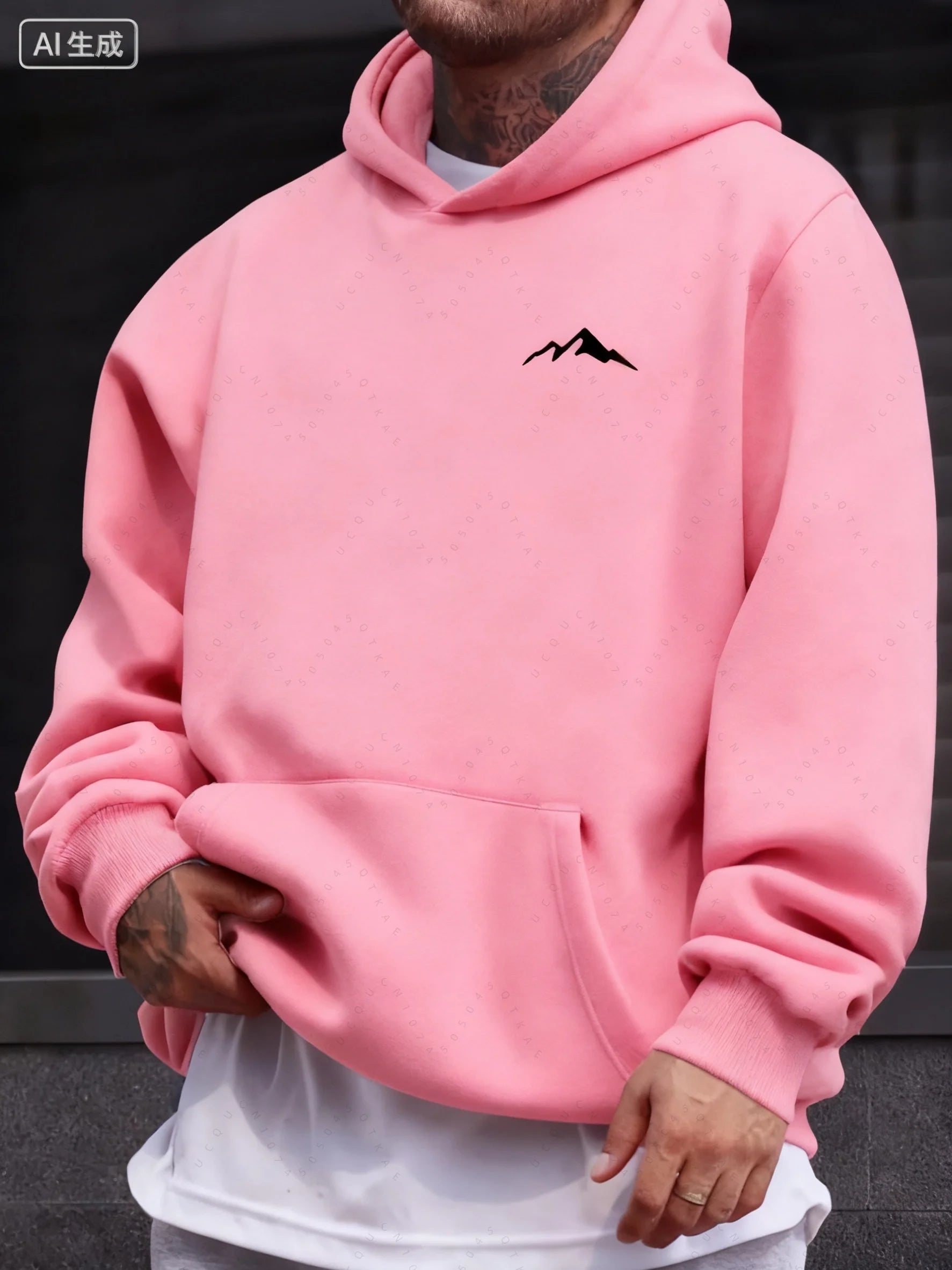 Men's Autumn And Winter Casual Fashion Loose Mountain Print Long Sleeved Hooded Sweatshirt Warm Pullover  Women Christmas Gift - ATFH