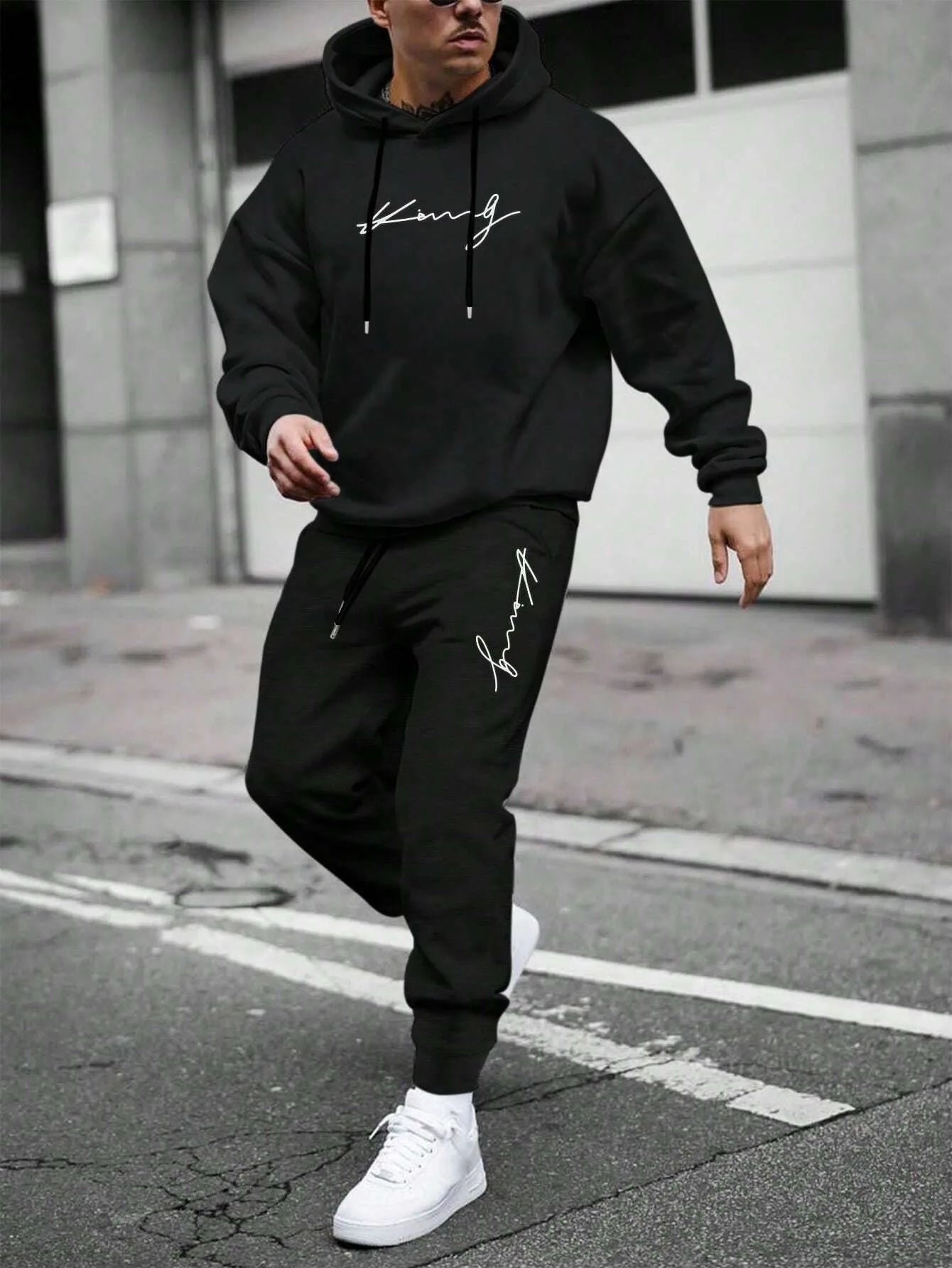 2026 Spring and autumn two-piece men's drawstring women's sports set hooded set quality comfortable casual pullover fashion - ATFH