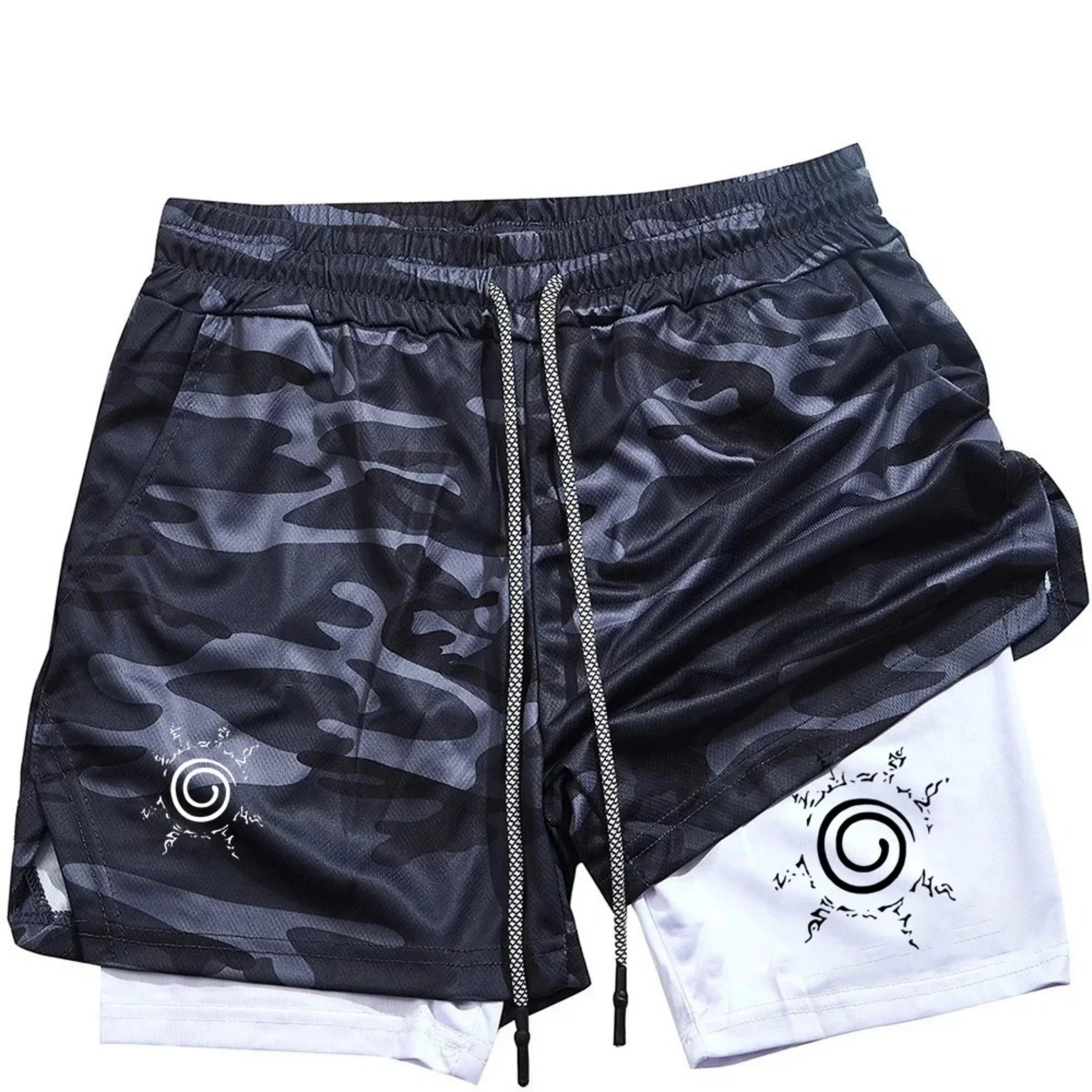 "Naruto" anime - Men's gym sports shorts - Quick dry-clean sports pants for running - Dual-purpose shorts for fitness training a