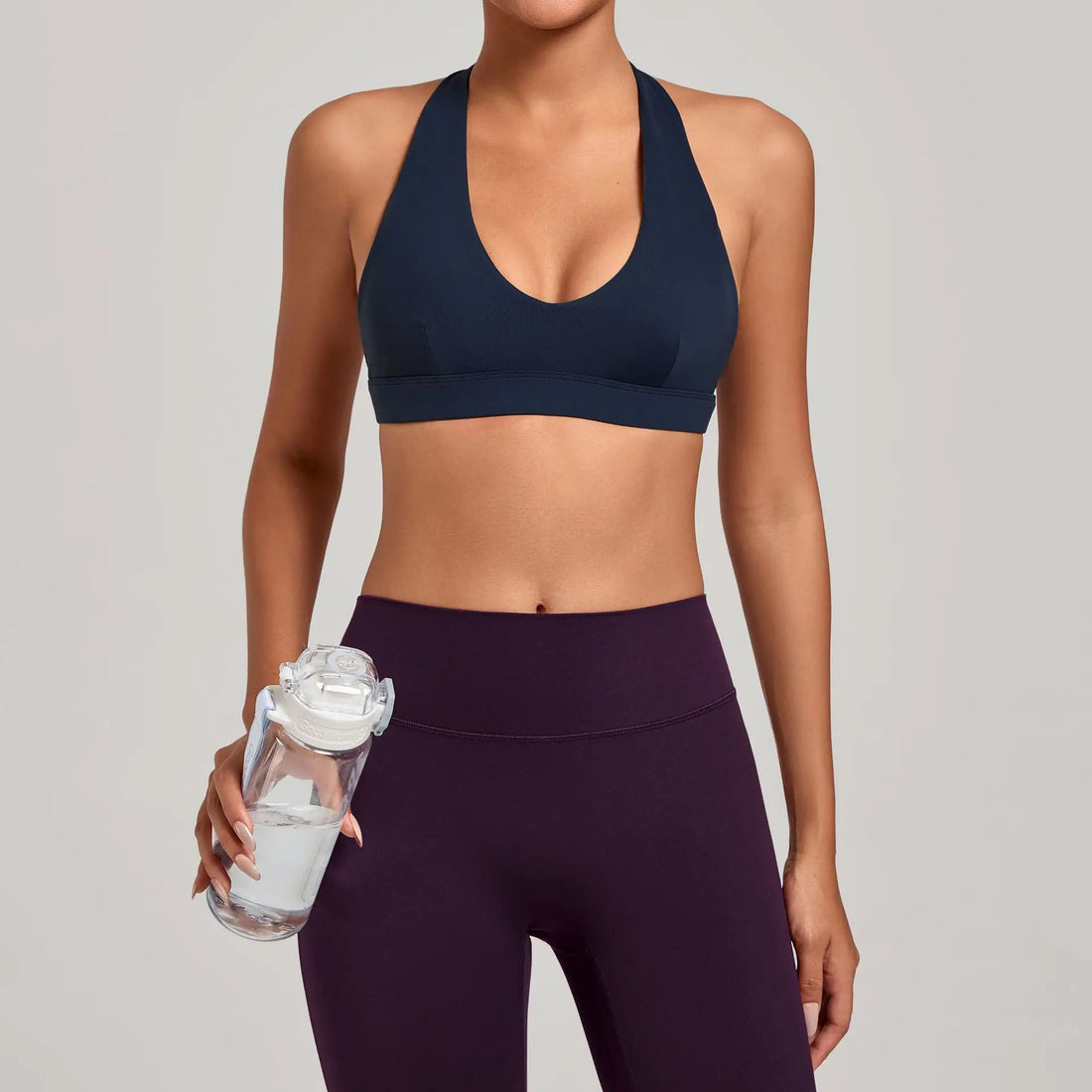 New Samless Women's Gym Workout Sports Bras Gathering Anti-Shake Halter Strap Yoga Bra Tight Outdoor Sports Running Fitness Top - ATFH