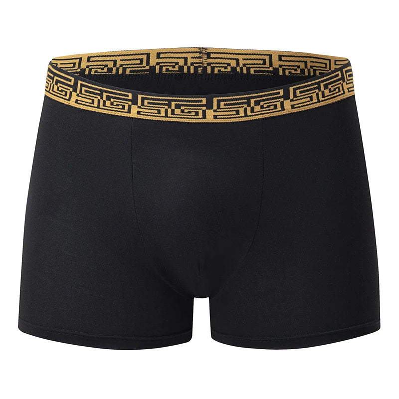 5-piece Set Of Men's Black Classic Elastic Waisted Underwear Quick Drying Comfortable Sporty Youth Trend Flat Corner Pants