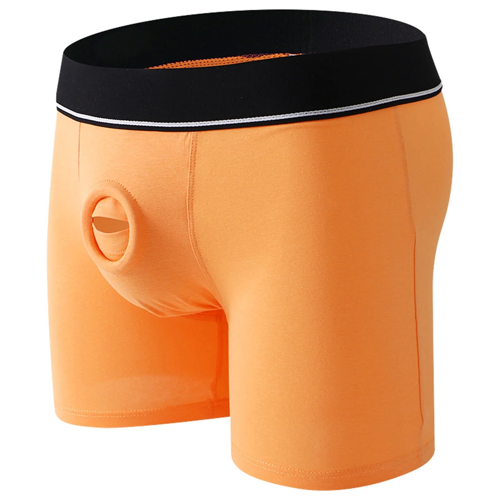 Cock Ring Men Sexy Jock Hole Boxers Cockring Man Shorts Underwear Cotton Panties Open Pouch Underpants Long Boxershorts