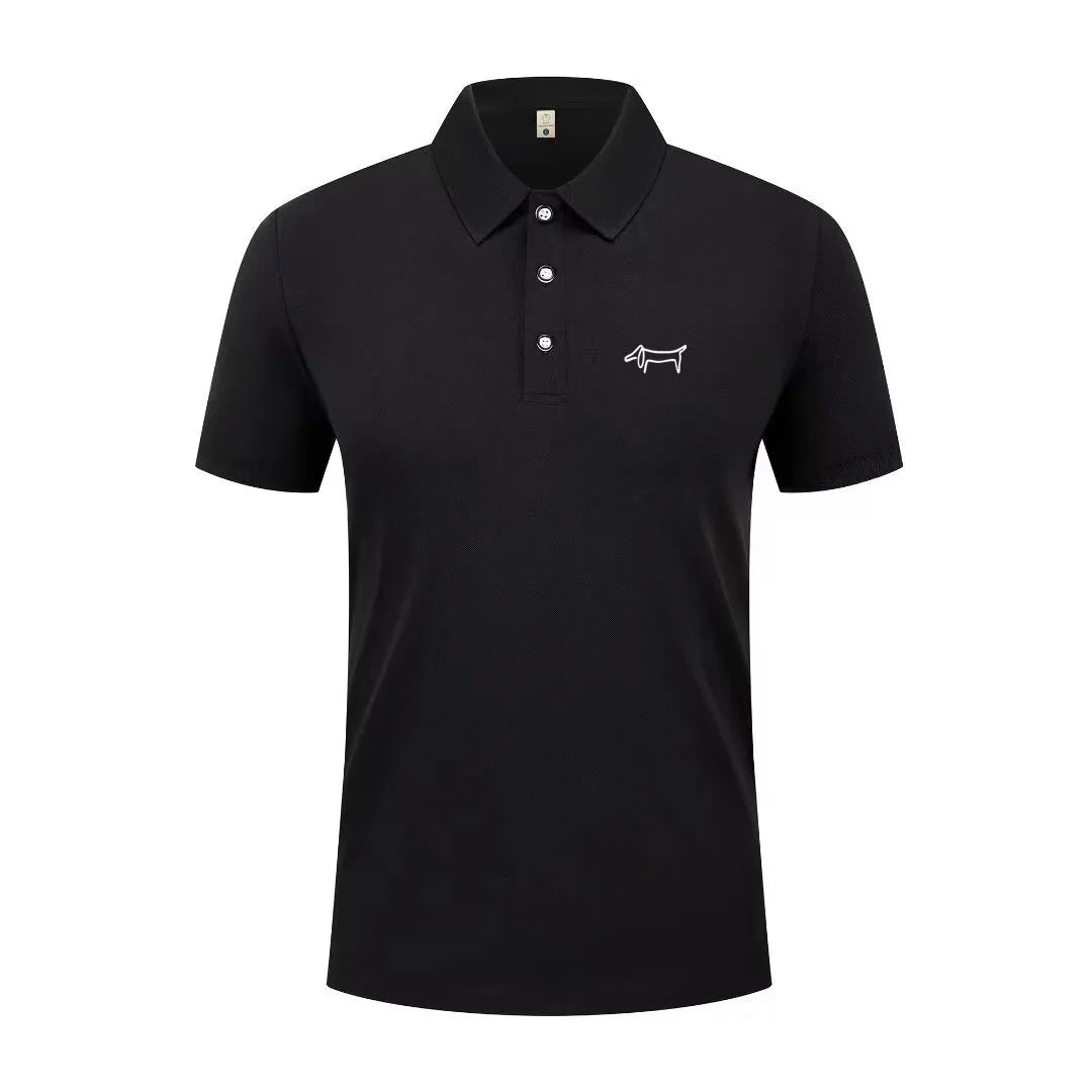 High end luxury men's new T-shirt collar button letter print European style summer hot selling casual sports men's clothing