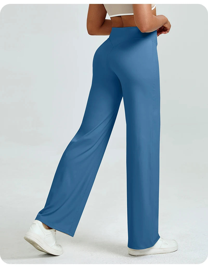 High Waisted Straight Leg Yoga Pants for Women, Naked Feeling Butt Lifting Loose Fit Workout Trousers, Slimming Gym Pants ATFH