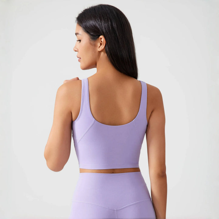 Sports Bra for Women Yoga Top Fixed Chest Pad Gym Vest Shock-proof Workout Tops Yoga Clothes U-shaped Back Fitness Crop Top - ATFH