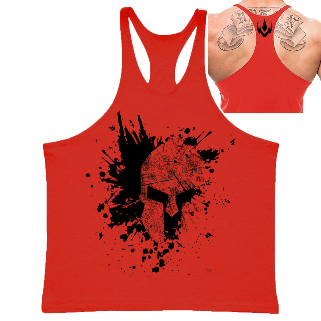 Men's Spartan Helmet Graphic Stringer Tank Top Gym Fitness Sleeveless Shirt Breathable Stylish Comfortable Bodybuilding Workout