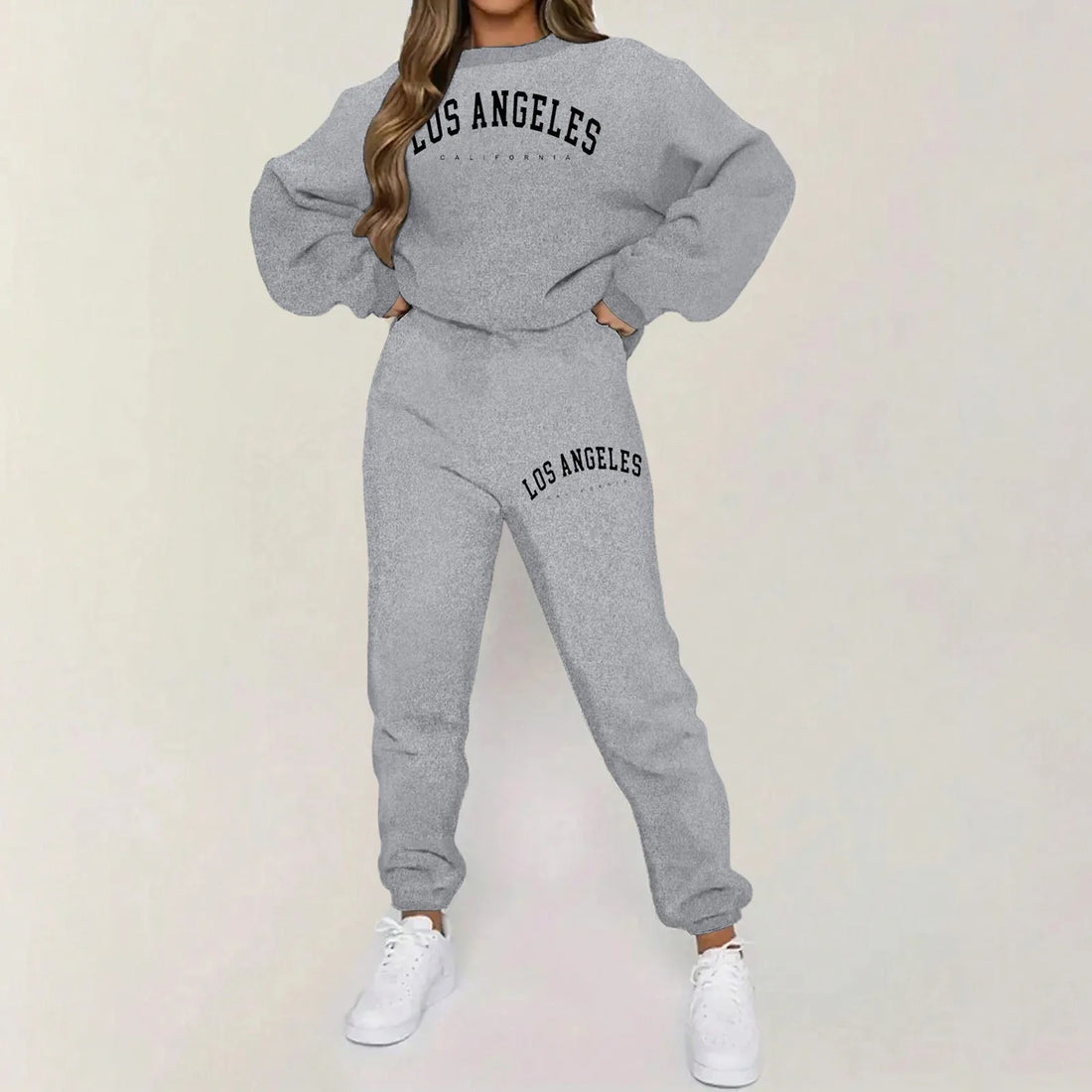 Women'S Printed Outfit Long Sleeve Solid Color Hooded Sweatshirt And Sweatpants Two Piece Set Autumn Casual Sportswear Suits