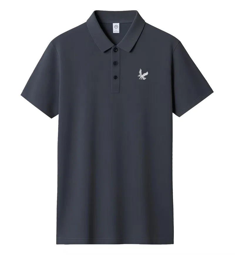 Men's fashionable high-end collar short sleeved T-shirt breathable polo shirt summer business trend T-shirt top