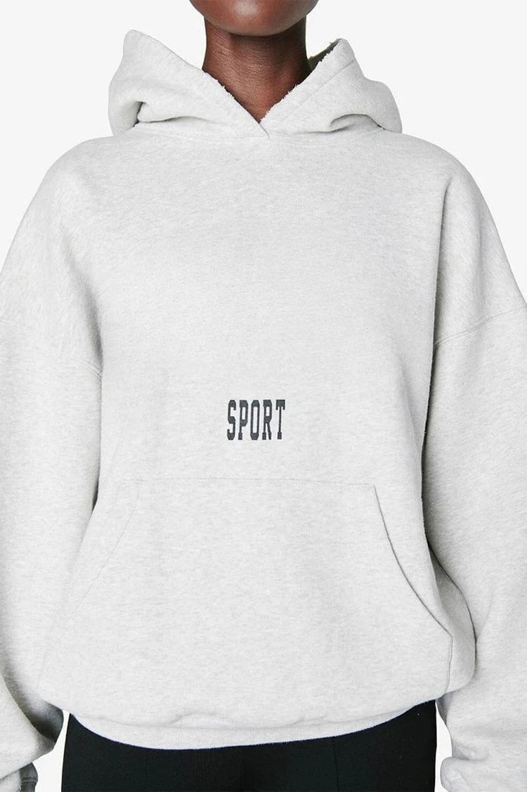North America Style Women's Oversized Hoodie Sweatshirt Grey Color Classic Letter Print Streetwear Trendy Autumn Spring New - ATFH