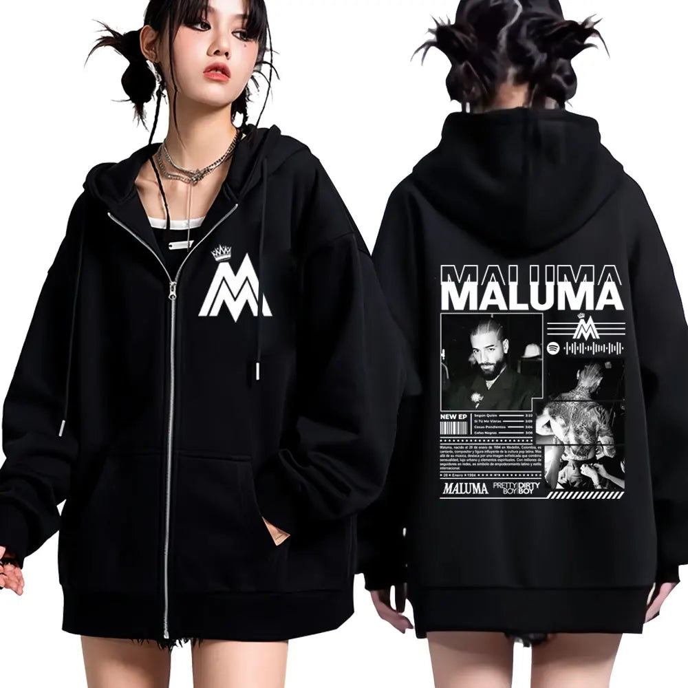 Rapper MALUMA Album Tour 2025 Zipper Hoodie Men Women Fashion Loose Jacket Coats High Quality Casual Hip-hop Vintage Sweatshirts