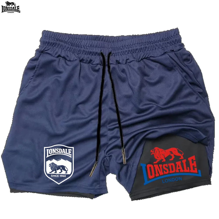 LONSDALE Men's 2-in-1 Quick Dry Running Shorts Gym Sports Workout Training Fitness Jogging Summer Shorts