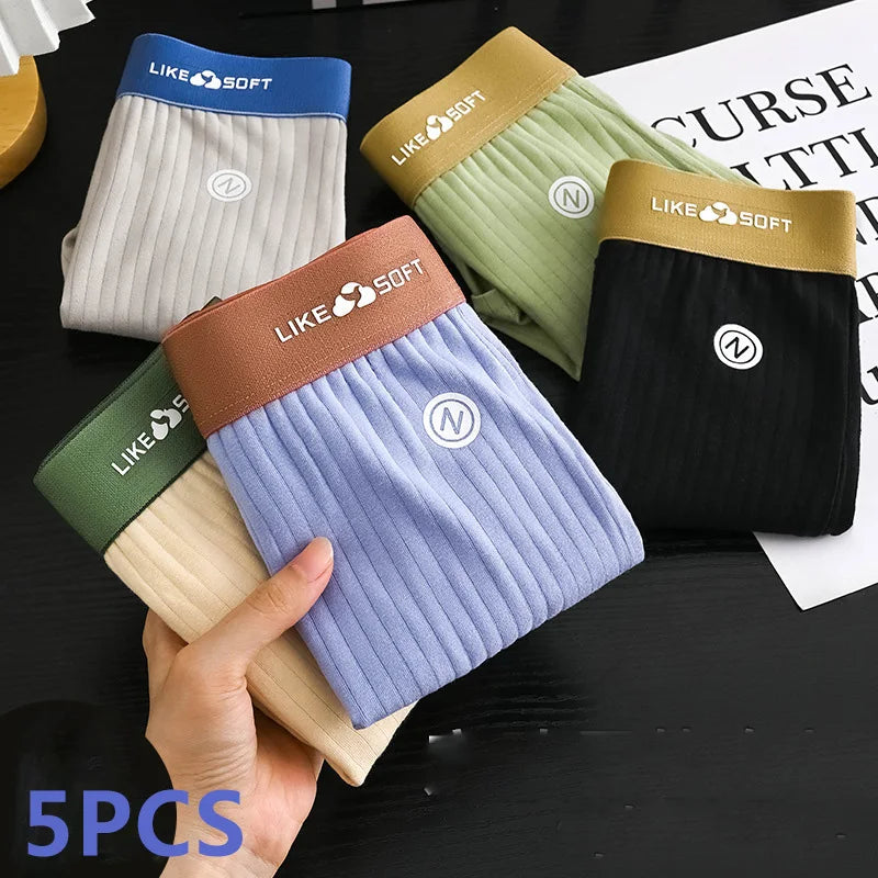 5 Pcs Men's Striped Funny Boxer Shorts Underwear Sexy Underpants Man Male Homme U Convex Shorts Lingerie Boxershorts  Panties