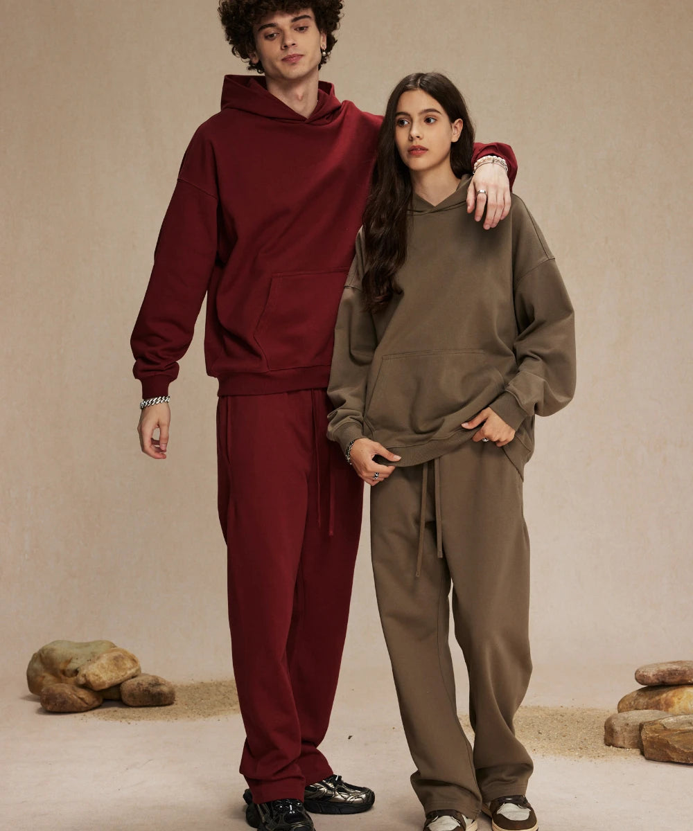 Custom LOGO High Quality Cotton polyester 430g Clothing Fall  sports tracksuit unisex hoodie sweatpants set Hoodie Jogger Pants - ATFH