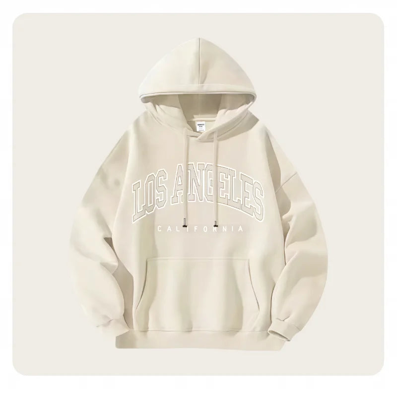 American Fashion Trend Unisex Autumn and Winter Fleece-Lined Thick Oversized American-Style Printed Jacket Loose Casual Street Style Hooded Sweatshirt - ATFH