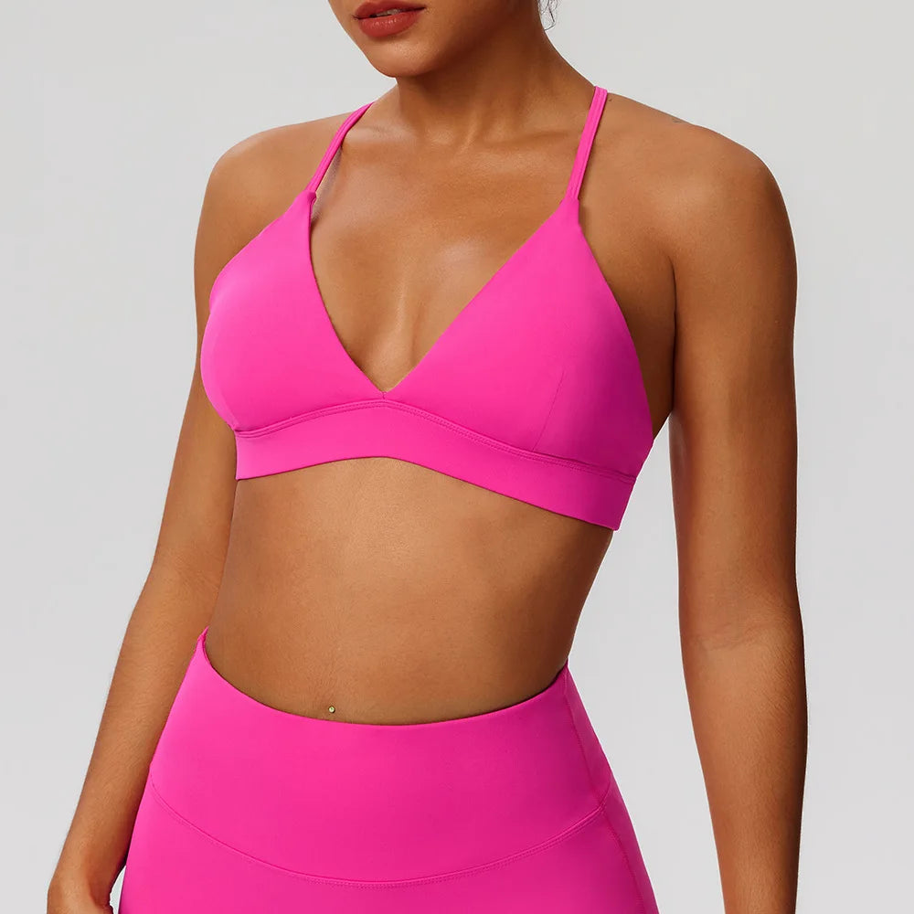 Woman Exercise sports bra back vest shockproof yoga bra quick-drying fitness top sexy cross-back beauty bra for ladies Bras - ATFH