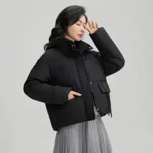 New Down and Cotton Jacket women's Short Korean Version Cotton Jacket  Stand Collar Loose Autumn and Winter bread Fashion jacket ATFH