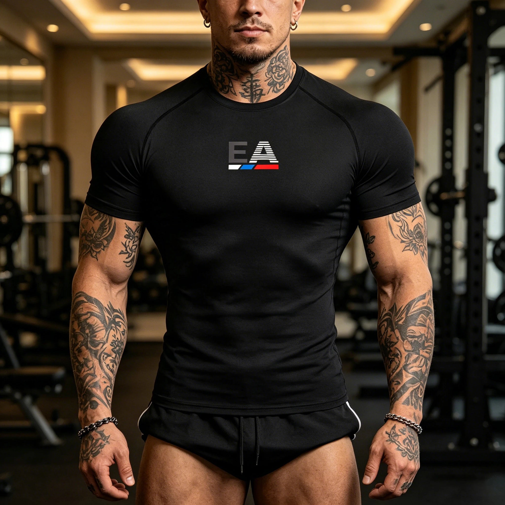 Men Running Compression T-shirt Sport Tees Gym Fitness Sportshirts Male Jogging Tracksuit Homme Athletic Shirt Tops S-3XL