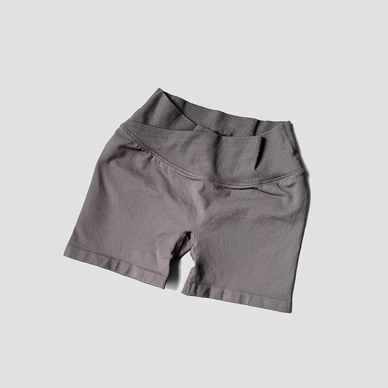 Summer High Waisted Training Workout Shorts Seamless Cross Waist Sexy Running Fitness Short Pants Solid Color Gym Leggings Tahsi Fashion House