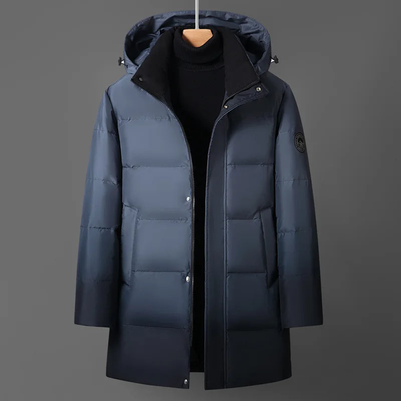 Luxury Men's Winter Padded Jackets Man Down Coats Parka White Goose Down Jacket Clothes Hooded Long Padding Puffer Jcket HXY299