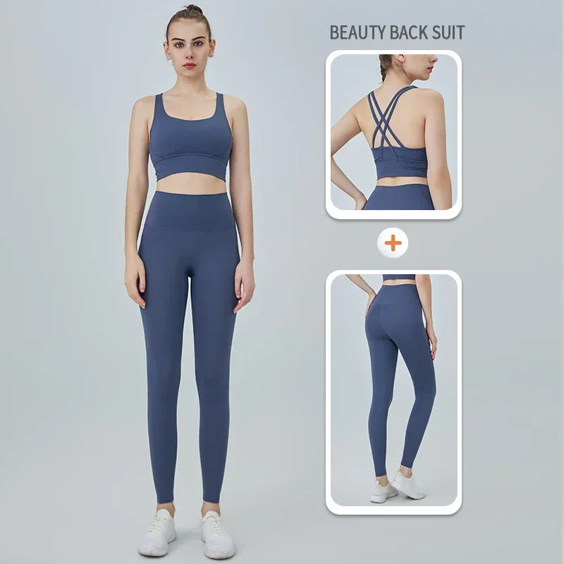 2 Pieces  Women Yoga Set Sport Suit Gymwear Workout Clothes Gym Crop Top High Waist Legging Fitness Bra Set Sports Suit👚👚 - ATFH