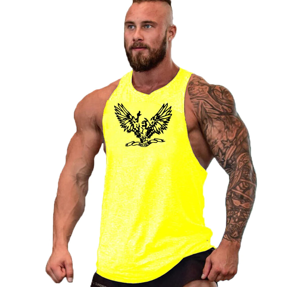 2023 New Cotton Workout Gym Tank Top Mens Muscle Sleeveless Sportswear Shirt Stringer Fashion Bodybuilding Singlets Fitness Vest