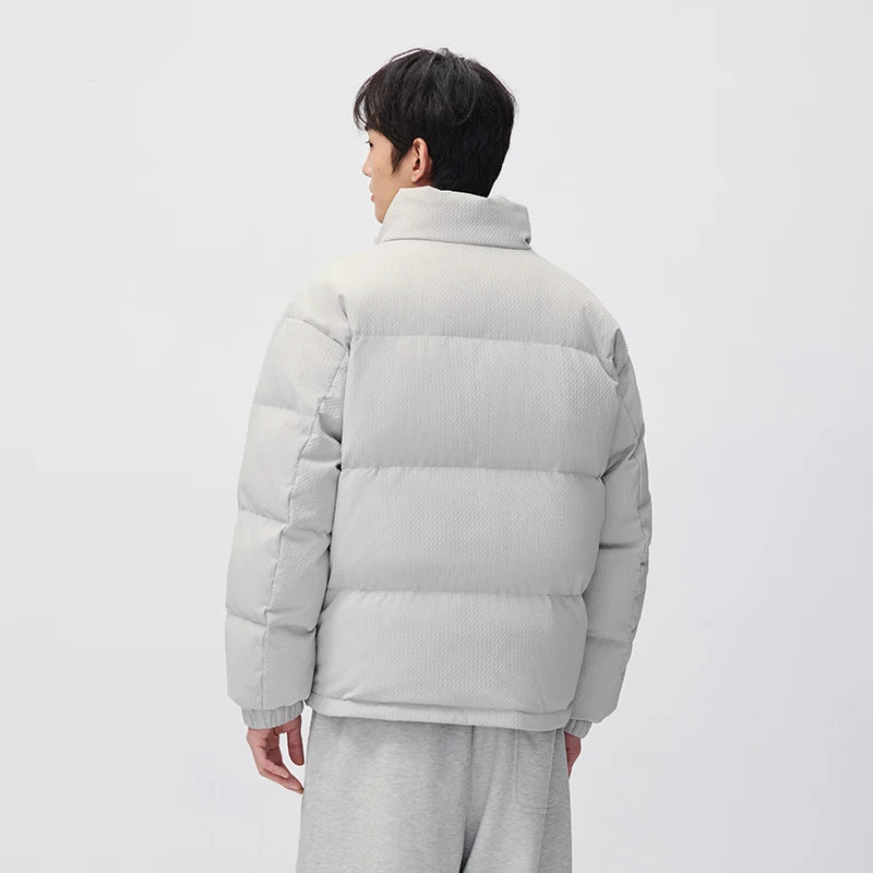 Semir Men Down Jacket 80 Percent Down Fill Minimal Design Textured Puffer Letter Embroidery 2026 New Winter Daily Wear
