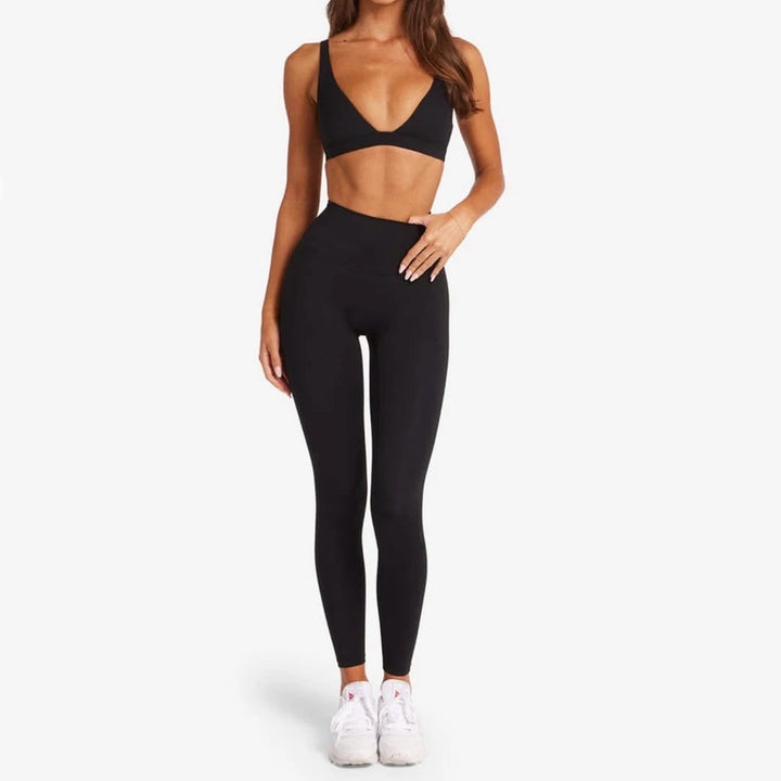 1/2PCS Contour Crop Sport Bra Women Yoga Sets Workout Gym Scrunch High Waist Fitness Push Up Shorts Running Avtive Suits XP187 - ATFH