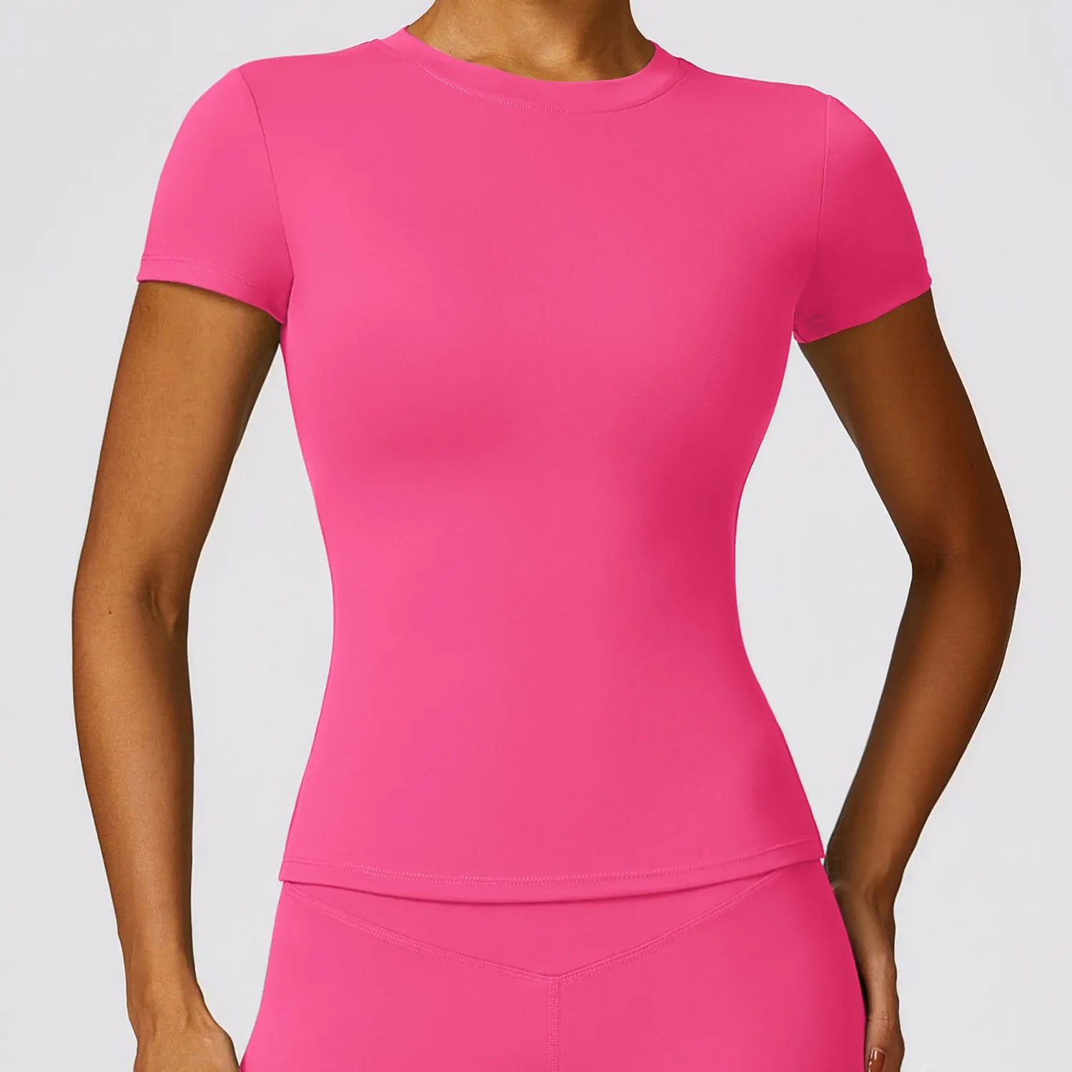 NCLAGEN Women Running Sports T Shirt Summer Short Sleeve Round Neck Breathable Stretchy GYM Yoga Slim Fitness Active Top Tee - ATFH