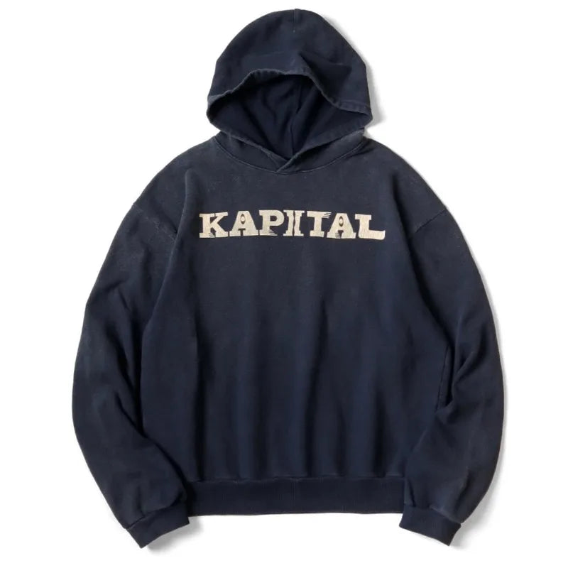 24AW KAPITAL Japanese-style Casual Cotton Warm Hoodie Letter-printed Vintage Sweatshirts Men's Clothing - ATFH