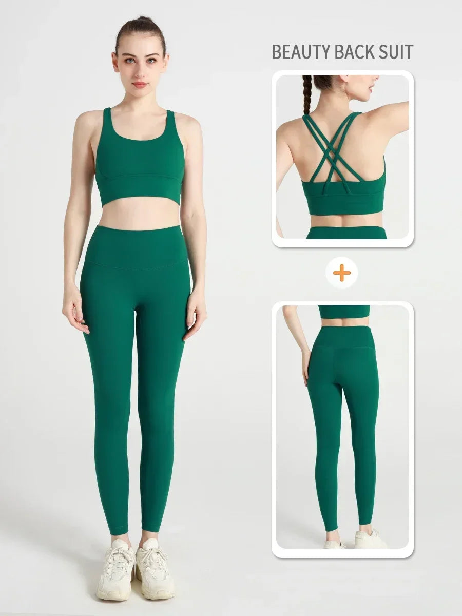 2 Pieces  Women Yoga Set Sport Suit Gymwear Workout Clothes Gym Crop Top High Waist Legging Fitness Bra Set Sports Suit👚👚 - ATFH