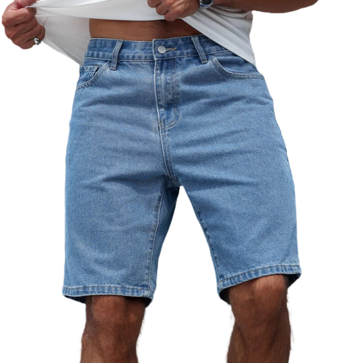 Men's summer denim shorts. A common item in summer. Simple in style. Suitable for casual outings and trips. ATFH