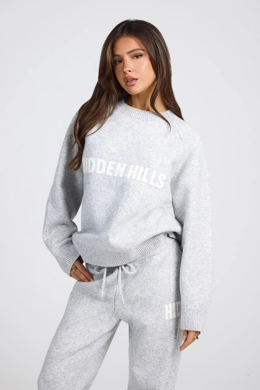 Gothic Street Y2K Minimalist Gray Women's Sweater with English Letters American Vintage Hip-Hop Fashion Versatile Pullover - ATFH