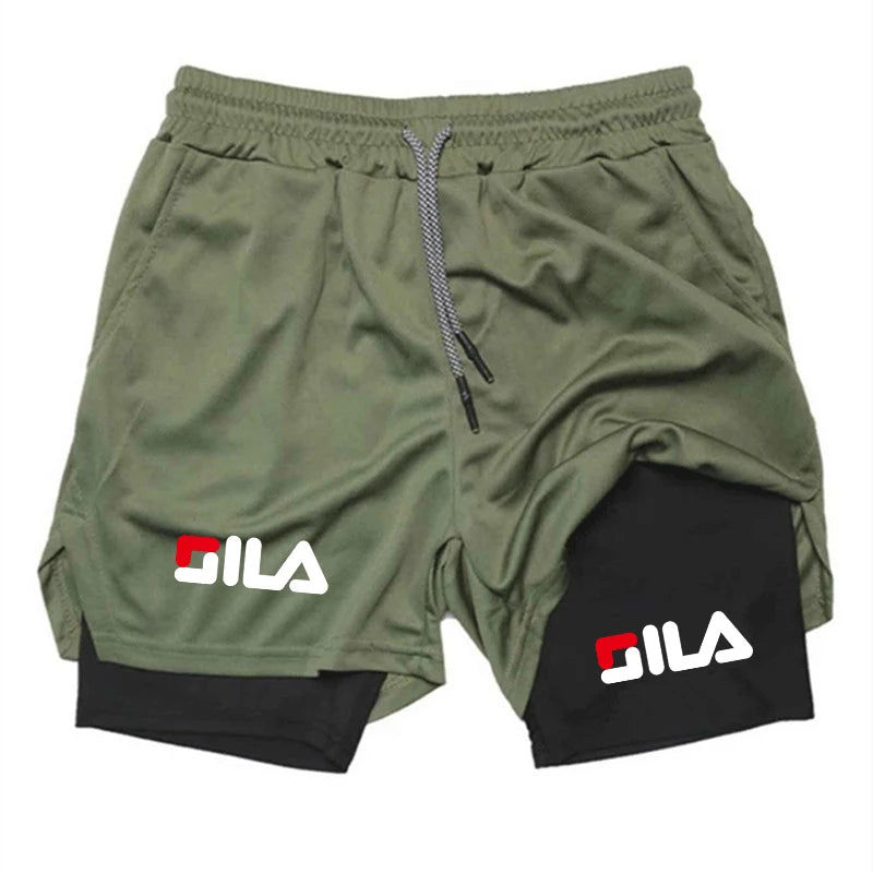 Men's hot selling 2-in-1 double-layer shorts, quick drying gym running training compression sports breathable shorts