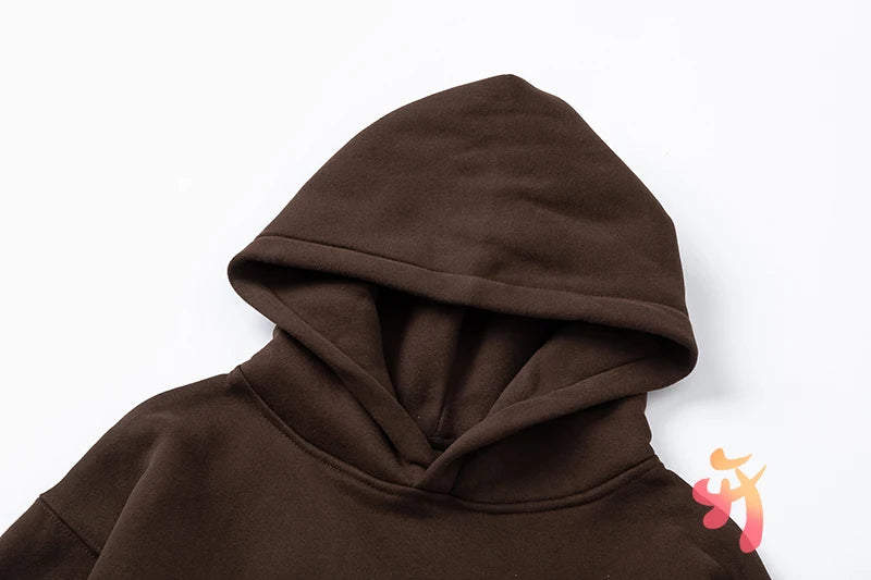 American Street Winter Cactus Jack Hoodie Letter Print Hooded Sweatshirts Casual Loose Fleece Hoodys Men Women Tops - ATFH