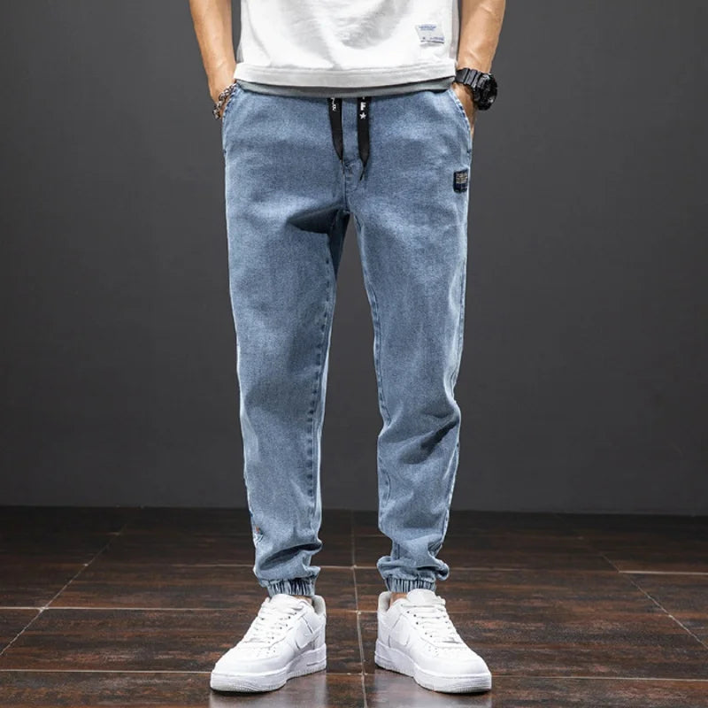 Spring Summer Black Blue Cargo Jeans Men Streetwear Denim Jogger Pants Men Baggy Harem Jean Trousers Plus Size ATFH